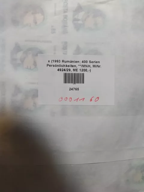 1993 Rumänien; 400 Serien Persönlichkeiten, **/MNH, MiNr. 4924/29, ME 1200,- 2