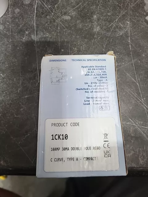 Proteus RCBO 1CK10 Curve C10 Amp 30mA Double Pole Single DIN Module