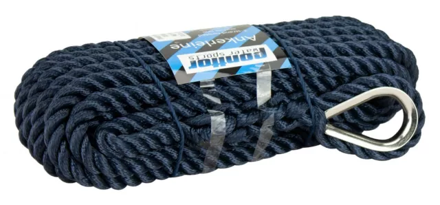 Ankerleine mit Niro Kausch Bootsseil Tauwerk Festmacher Seil Polyester blau