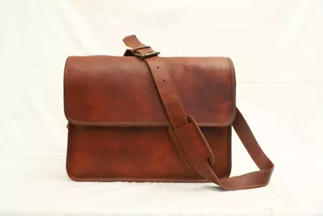 Hombres Raro Piel de Cabra Vintage Portátil Bandolera Hecho a Mano Maletín Bolsa