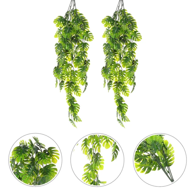 2 piezas accesorios de decoración de pared de vid de Monstera hojas verdes vid para boda