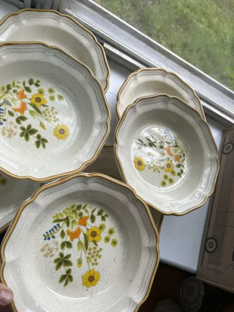 Lot Of 7 Mikasa Garden Club "Fresh Floral" 8in Salad/Pasta/Soup Bowl Rim Japan