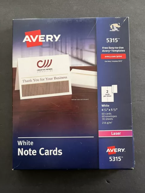 Avery Note Cards 5 1/2" x 4 1/4" Laser Printer #5315 (50 Cards/Envelopes)