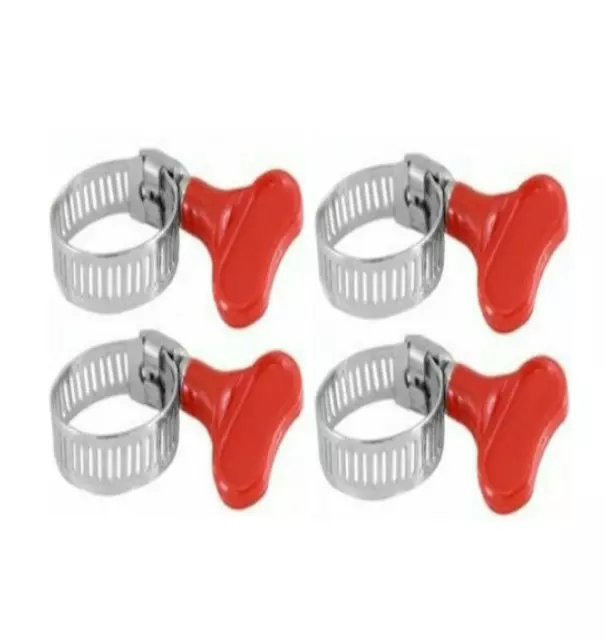 Butterfly Hose Clips X 4 Easy Turn 8 Sizes Jubilee Type Pipe Clamp 6 - 28 Mm
