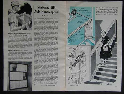 Elevador de escaleras 1958 cómo construir planes hágalo usted mismo $ave