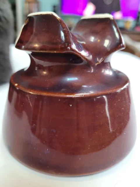 Vintage Pinco High Voltage Insulator Ceramic Porcelain Brown 2
