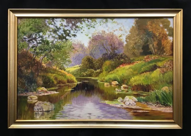 Contemporary English School Oil On Canvas Landscape Painting. Signed