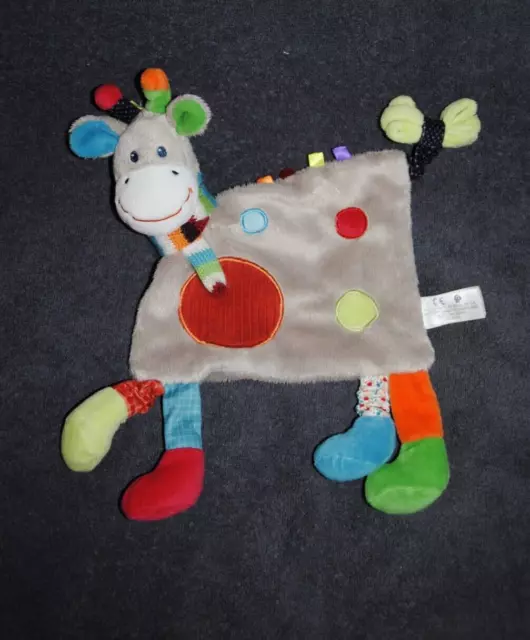 Doudou Plat Girafe Zoé NICOTOY SIMBA  KIABI Vache Patchwork Rond Rouge Vert Bleu
