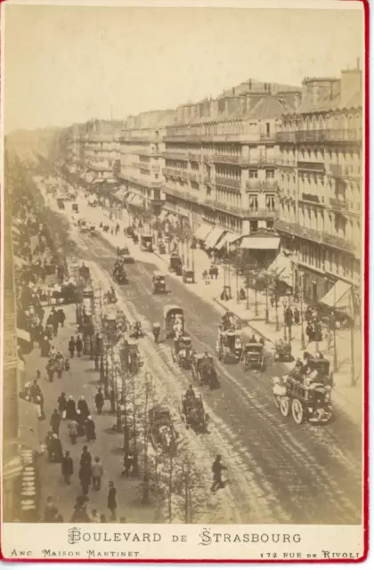 France, Paris, Boulevard de Strasbourg vintage albumen print Tirage albuminé