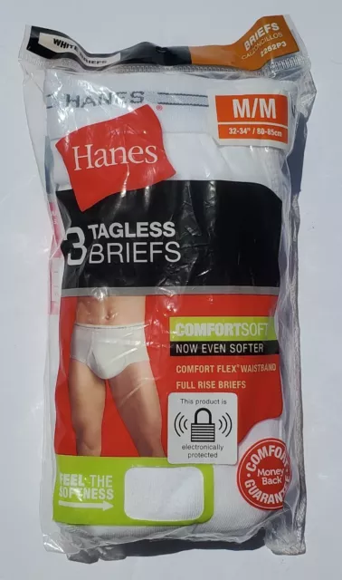 Men's Hanes White Briefs, 3 Pack, Size MEDIUM, Tighty Whities, Vintage