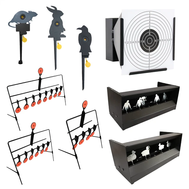 SHOOTING PRACTICE PELLET Catcher Animal Target Spinning Resetting Air