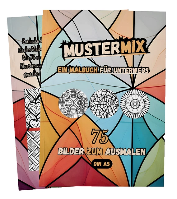 Ausmalbuch für unterwegs / Malbuch Muster Mix - 75 Ausmalbilder - DIN A5 - Malen