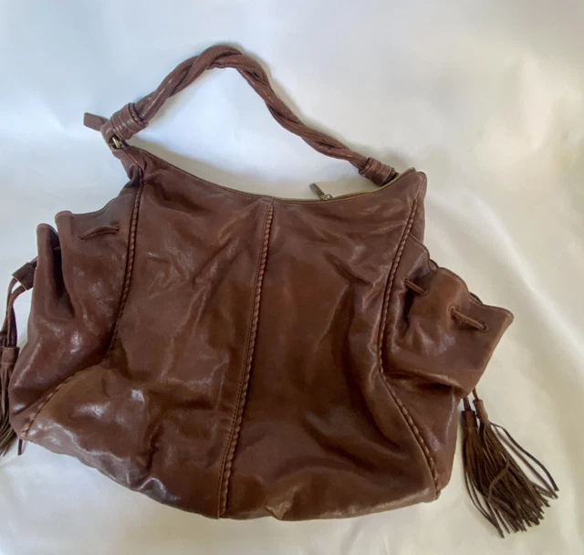 HOBO International Brown Buttery Soft Leather Large Tote/Shoulder Bag Tassel EUC 2