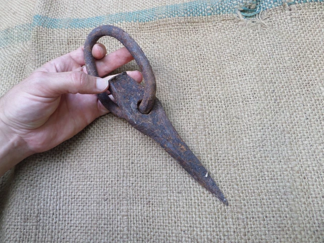Large Antique Wrought Iron Logging Spike Woodwork
