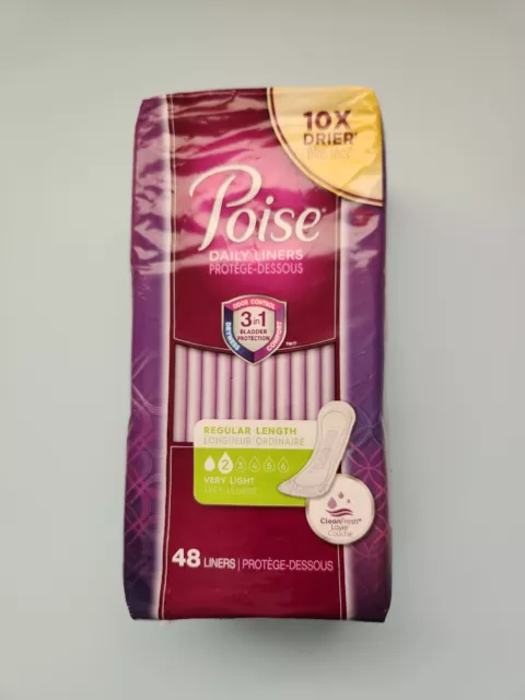 Revestimientos diarios Poise longitud regular muy ligeros #2 absorción 48 unidades