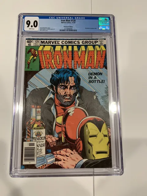 Iron Man #128 CGC VF/NM 9.0 White Pages Tony Stark Demon in a Bottle! Marvel