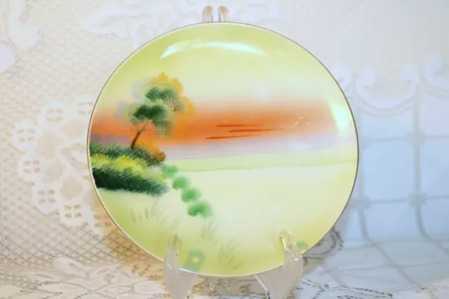 Meito Hand Painted Made in Japan Landscape Trees 6 1/2" Bread & Butter Plate