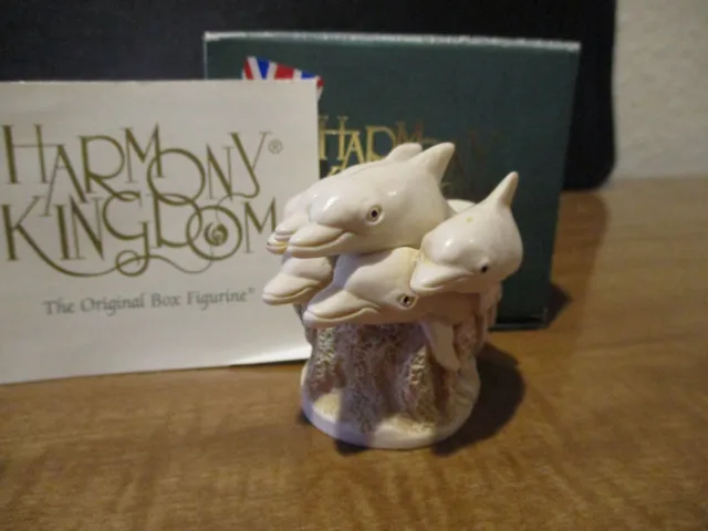 Harmony Kingdom Sunday Swim Dolphins UK Made MarbleResin Box Figurine 2xSGN RARE