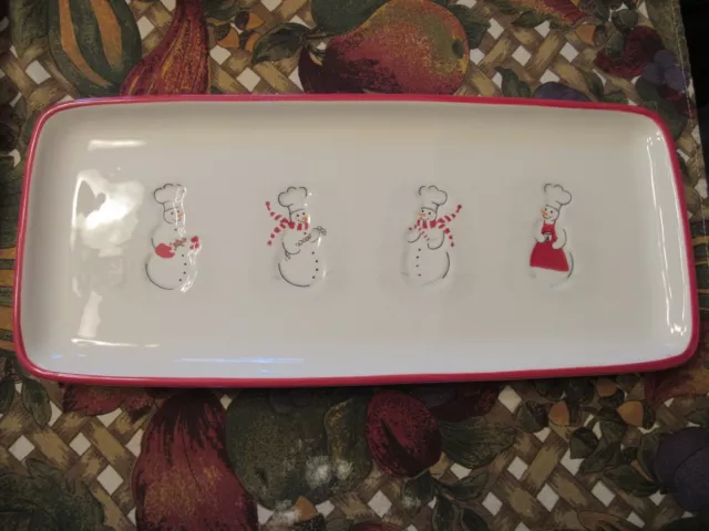 Williams Sonoma Snowman Large Oval Platter Christmas NEW