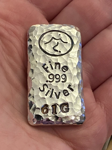 Silver Hammered Bullion Bar .999 Fine Silver Hand Poured