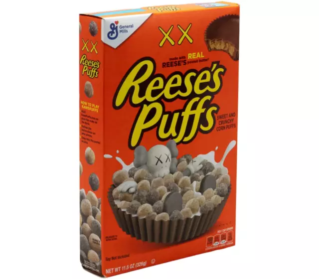 Reeses Puff x Kaws Limited Edition Cereal Box NEW SEALED