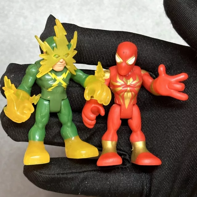 2 Marvel PlaySkool Heroes Spider-Man & Electro Figure Super Hero Adventures