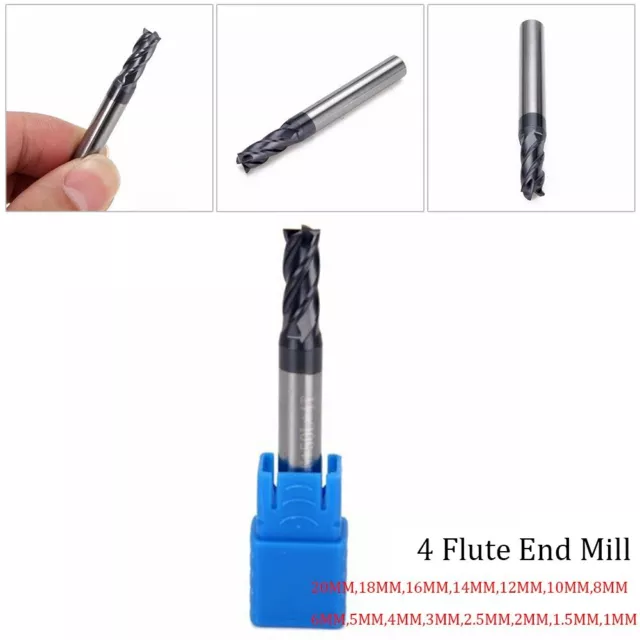 Milling Cutter Drill End Mill 1MM~20MM 4 Flute Roughing Tool Solid Carbide