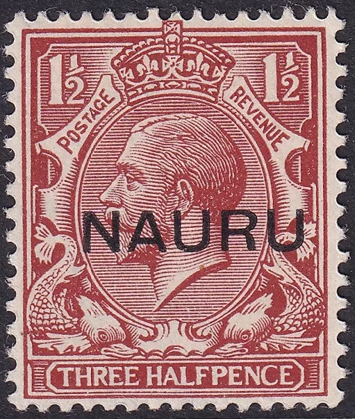 Nauru 1923 Overprint. 1½d. Brown with NAURU in centre. Mint. SG 15, CV £28