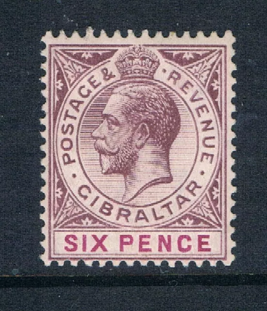 Gibraltar 1912 - 6d KGV - Dull Purple & Mauve - SC 70 [SG 80] MINT - R7