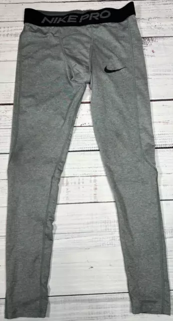 Nike Pro Mens Dri-Fit Athletic Tights Size Large Gray Pull On Stretch Slim Fit