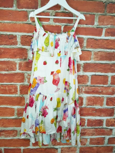 Girls Monnalisa Aged 8 Years White Red Green Summer Party Dress Cocktails 128Cm