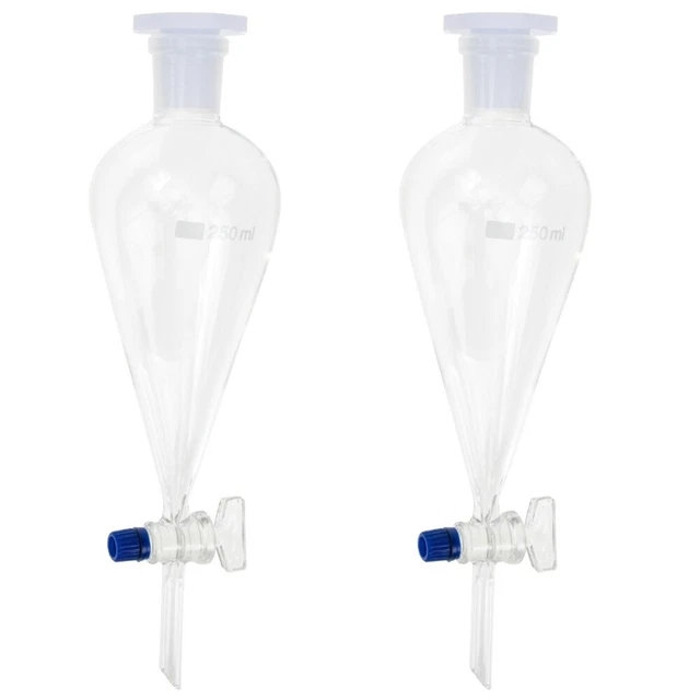 2 Count Lab Funnels Heavy Essential Oil Distiller Glass Separatory Funnel
