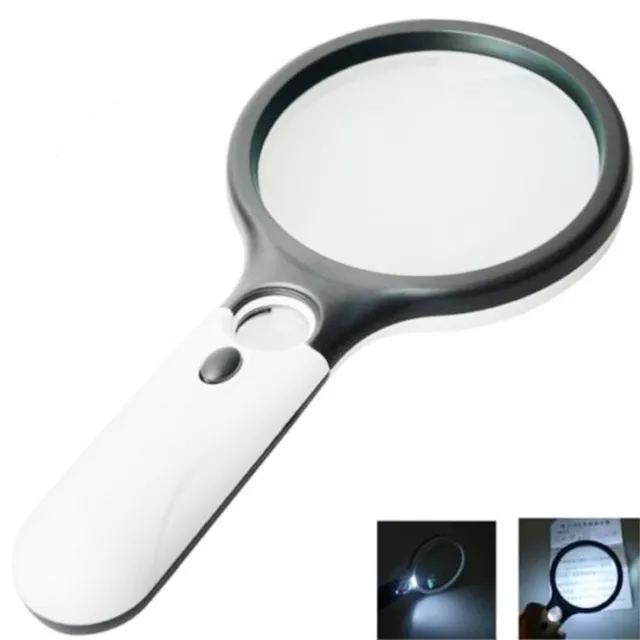 45X Reading Jewellery Loupe Magnifying Glass Handheld Magnifier 3 LED Lights