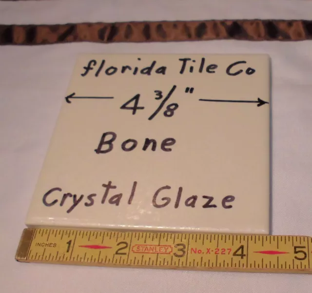 1 pc.  *Bone* Ceramic Tiles  4-3/8" Crystal Glazed by Florida Tile Co. (NOS) USA