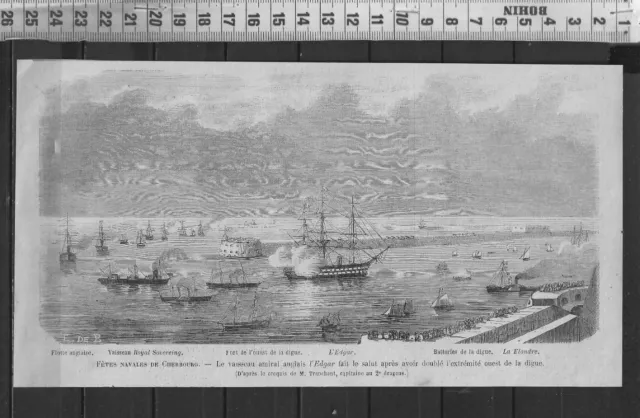 G404 / Engraving 1888 / Naval Fetes Of Cherbourg