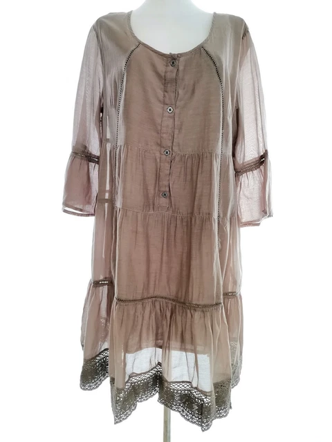 Tunique-robe SOGGO Paris En Ramie Bicolore Marron - Taille S/M - Occasion Très Bon état