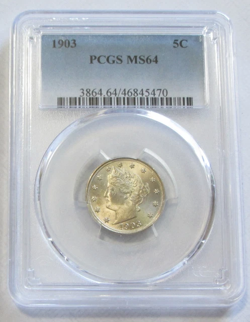 1903 V Liberty Nickel Pcgs Ms 64 Luster