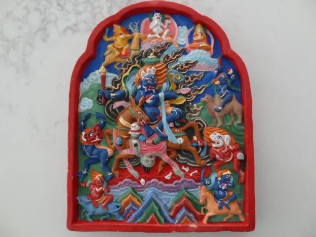 Mongolian Tibetan Buddhist Handmade Large  Clay Tsa Tsa Of A Palden Lhamo