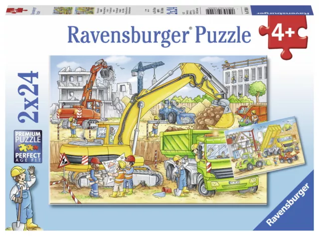 2 X 24 Teile Ravensburger Kinder Puzzle Viel zu tun auf der Baustelle 07800