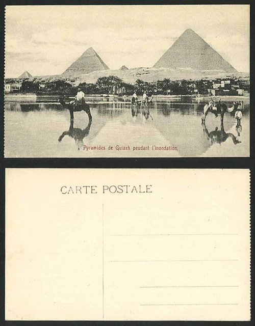 EGYPT OLD POSTCARD Cairo PYRAMIDS GIZA Pyramides Guizeh Inondation