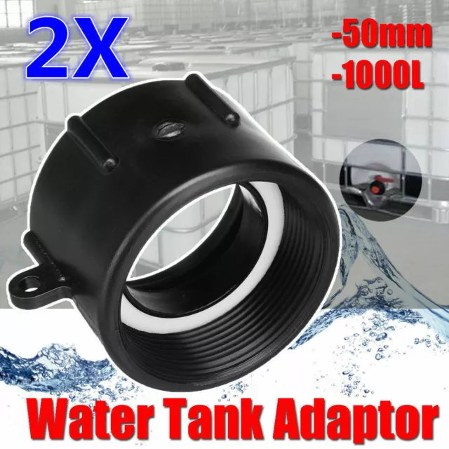 2PCS 1000L IBC PVP Water Tank DN50 60mm Heavy Duty BSP Adaptor Barrel Valve Part