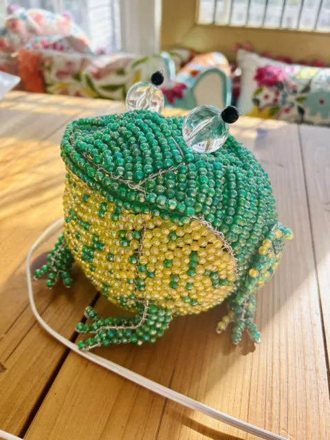 Beadworx Frog Lamp Grassroots Glass Bead & Wire Frog Figurine