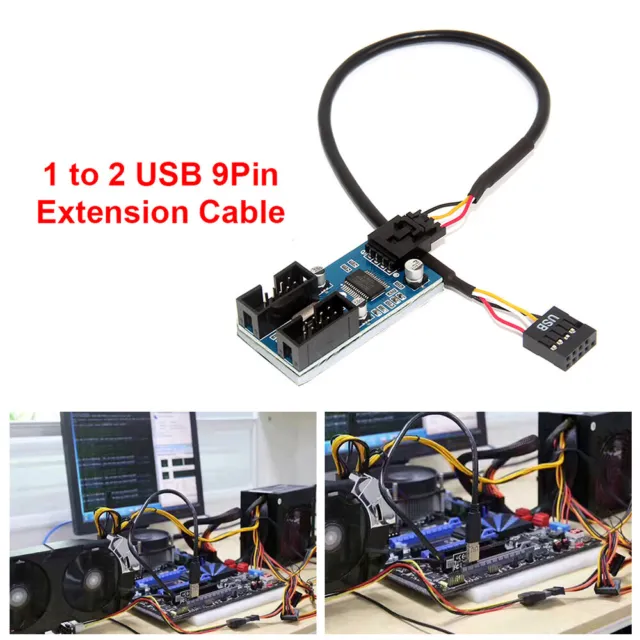 9Pin Extension Cable USB Header Male to Female Splitter Adapter Safe AU New