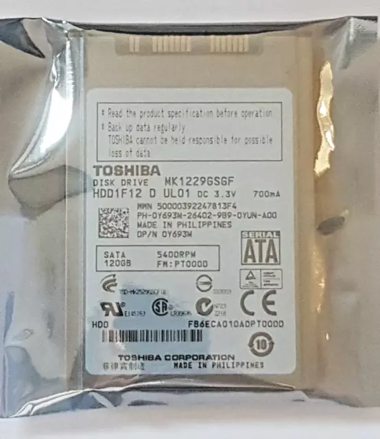 120 GB Microsata Toshiba MK1229GSGF 5400RPM 8 MB Disque Dur 1.8 " Internal Neuf