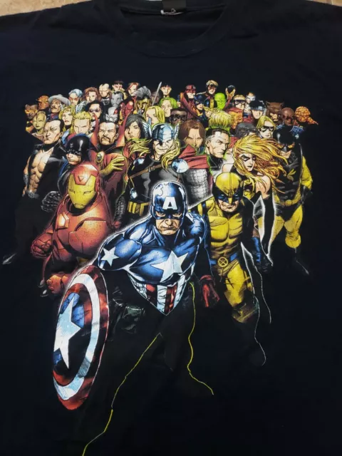 Vintage Marvel Comics Characters All Over T-Shirt Tee Size 2XL Mad Engine RARE
