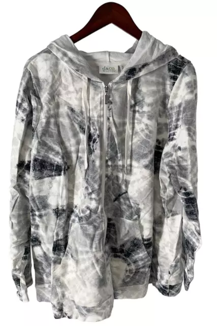 Denim & Co. Active Printed French Terry Zip Front Jacket Gray Multi