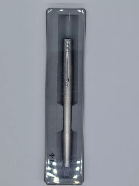 Parker Pen Arrow 45 Fountain Pen Retro 1990s Steel Chrome Tip Medium Boxed 1994