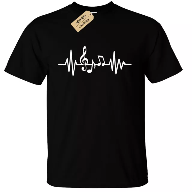 Musica Cuore Beat T-Shirt Uomo Musicista Fascia Grunge Rock Cantante Ekg Onda Ad