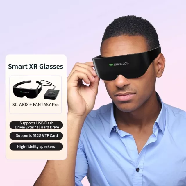 Gafas inteligentes VR Shinecon SC-AI08 Pro, AR XR 3D VR todo en uno gafas 3D Android