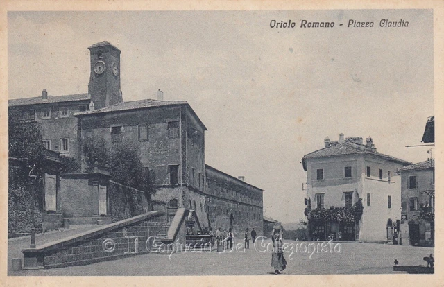 1932 Oriolo Romano cartolina animata piazza Claudia Viterbo